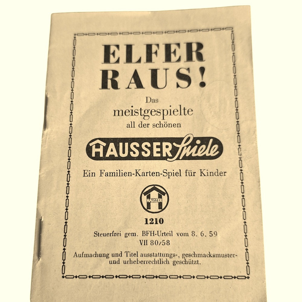 Vintage Hausser Spiele Elfer Raus 1210 Card Game Instruction Booklet German